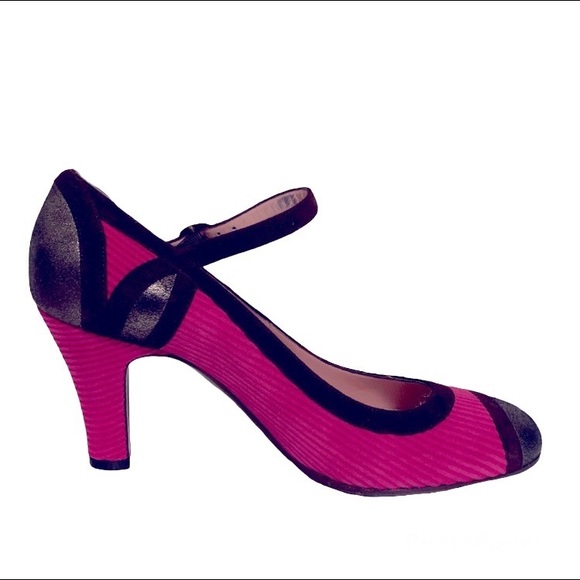 MARC JACOBS Pink Mary Jane Heels Pumps Suede Leather Vintage Madmen Style 8.5 - Picture 3 of 9